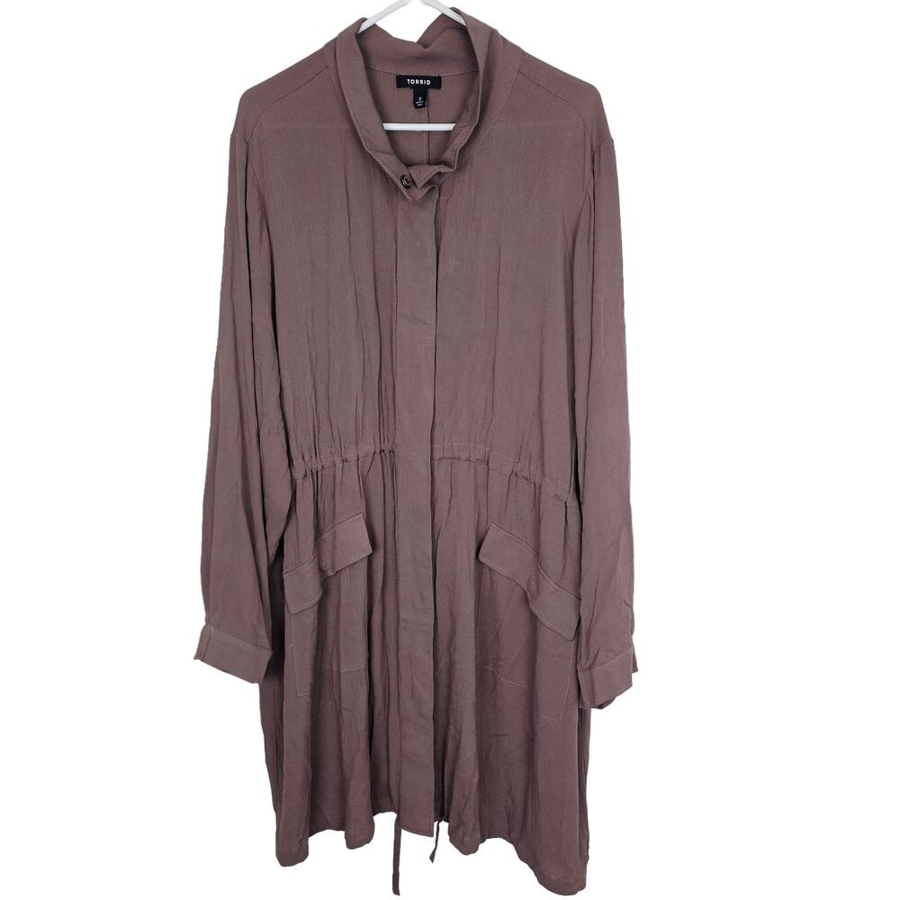 Torrid Snap Front Shirt Dress Plus Size 3X Chocolate Brown Minimalist Academia